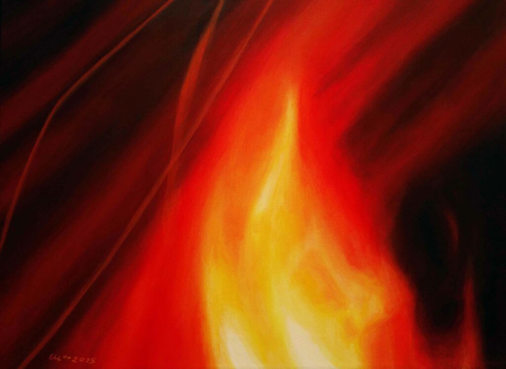 Acryl Feuer und Flamme in Dunkelheit